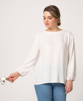 Avec défaut - La blouse réversible en coton bio crème