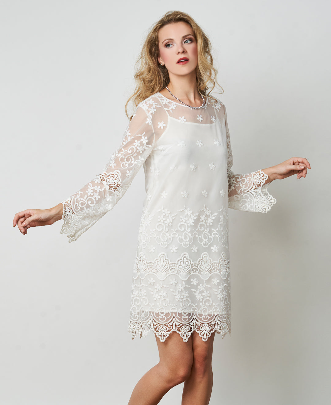 Recycled bottle lace dress